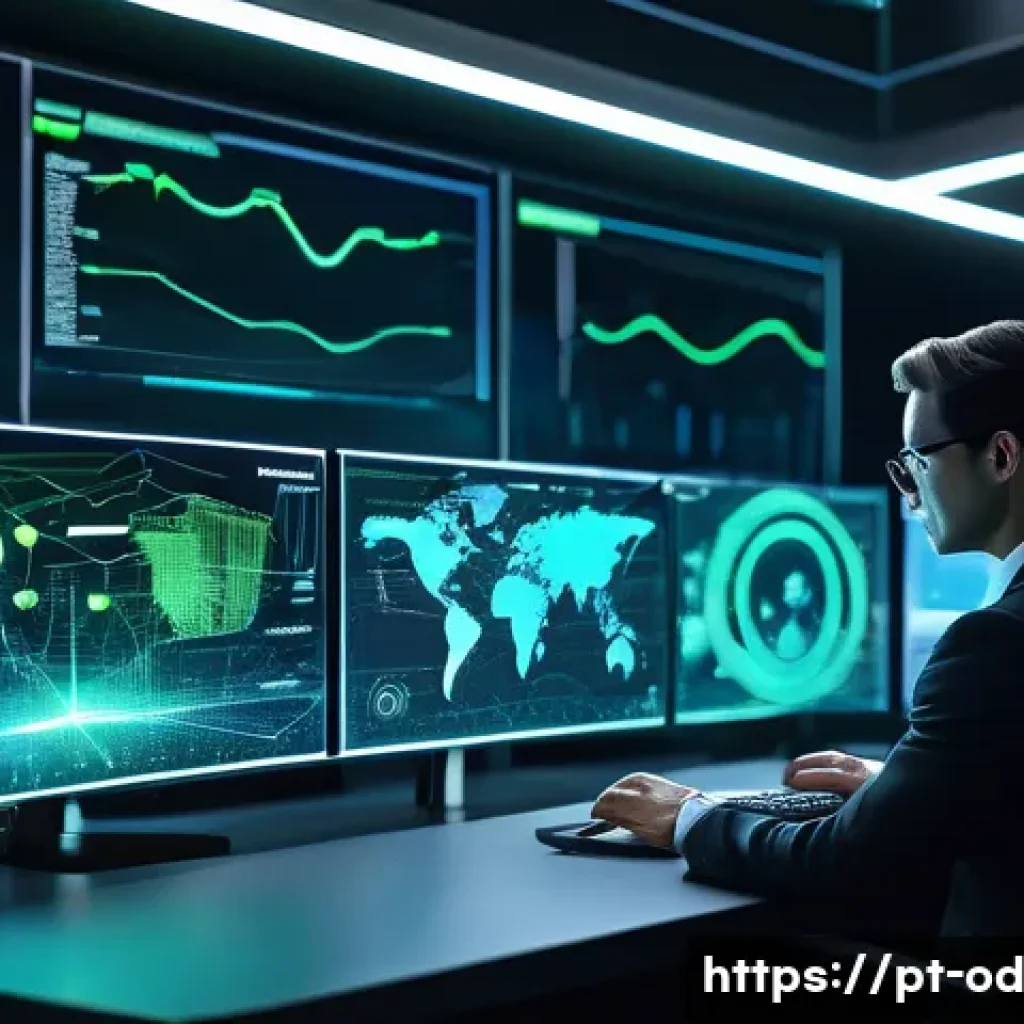 위협 탐지를 위한 SIEM의 머신러닝 활용 - **Prompt:** "A highly detailed, professional depiction of a futuristic Cybersecurity Operations Cent...