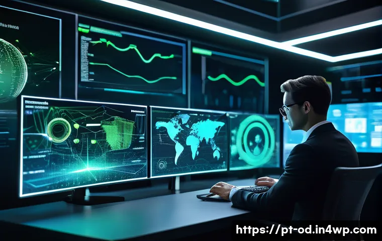 위협 탐지를 위한 SIEM의 머신러닝 활용 - **Prompt:** "A highly detailed, professional depiction of a futuristic Cybersecurity Operations Cent...