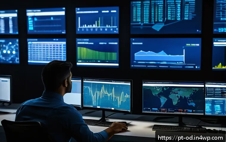 SIEM과 데이터 손실 방지 DLP 통합 방안 - A modern corporate security operations center (SOC) with diverse professionals analyzing real-time S...