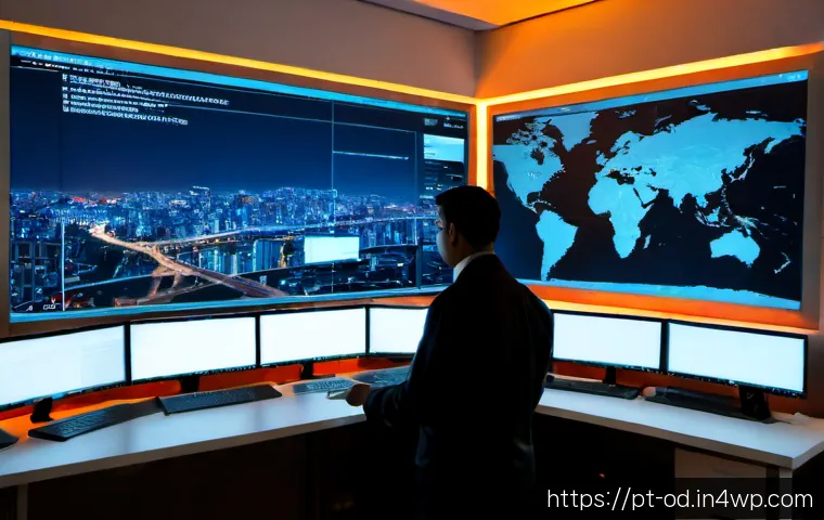 Home 17 SIEM 구축 후 주의해야 할 보안 위협 - Photorealistic cybersecurity operations center in São Paulo, Brazil, showing a diverse security anal...